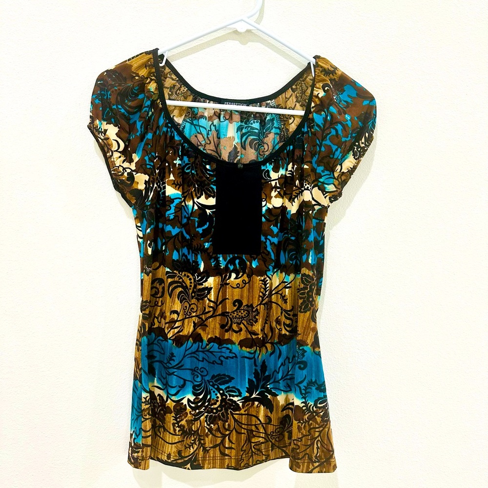 Perception Concept - Brown/Teal Blouse